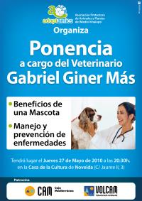 Ponencia sobre beneficios, manejo, prevencin de enfermedades de la mascota (27 de mayo)
